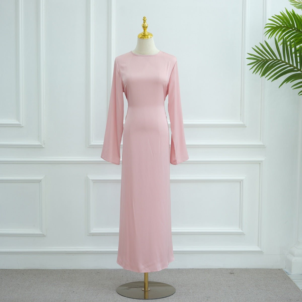 Blossom Embroidered Modest Luxury Abaya Cardigan Set | Pink 3D Floral Sheer Cover - Up with Matching Inner Dress. (MOA173) - Mariam's Collection