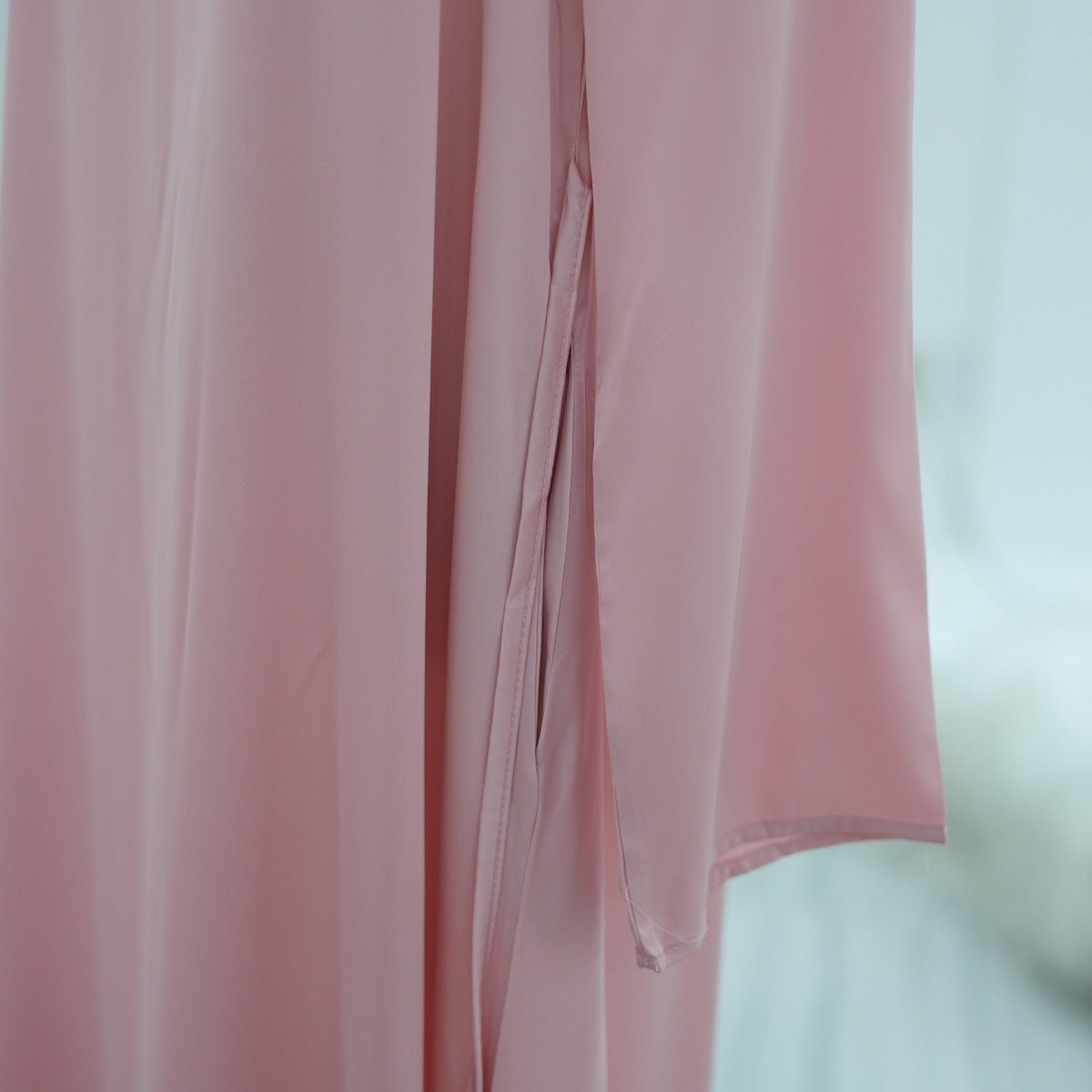 Blossom Embroidered Modest Luxury Abaya Cardigan Set | Pink 3D Floral Sheer Cover - Up with Matching Inner Dress. (MOA173) - Mariam's Collection