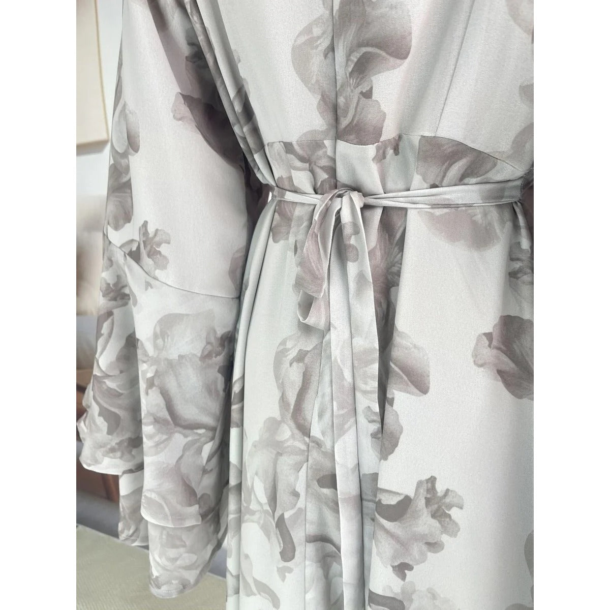 Blossom Printed Chiffon Abaya | Flared Sleeve Abaya (MA149) - Mariam's Collection