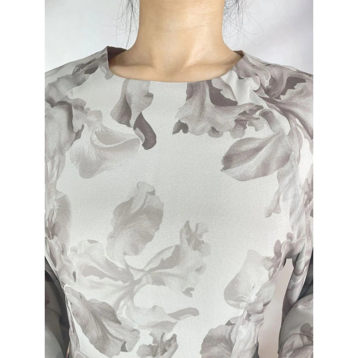 Blossom Printed Chiffon Abaya | Flared Sleeve Abaya (MA149) - Mariam's Collection