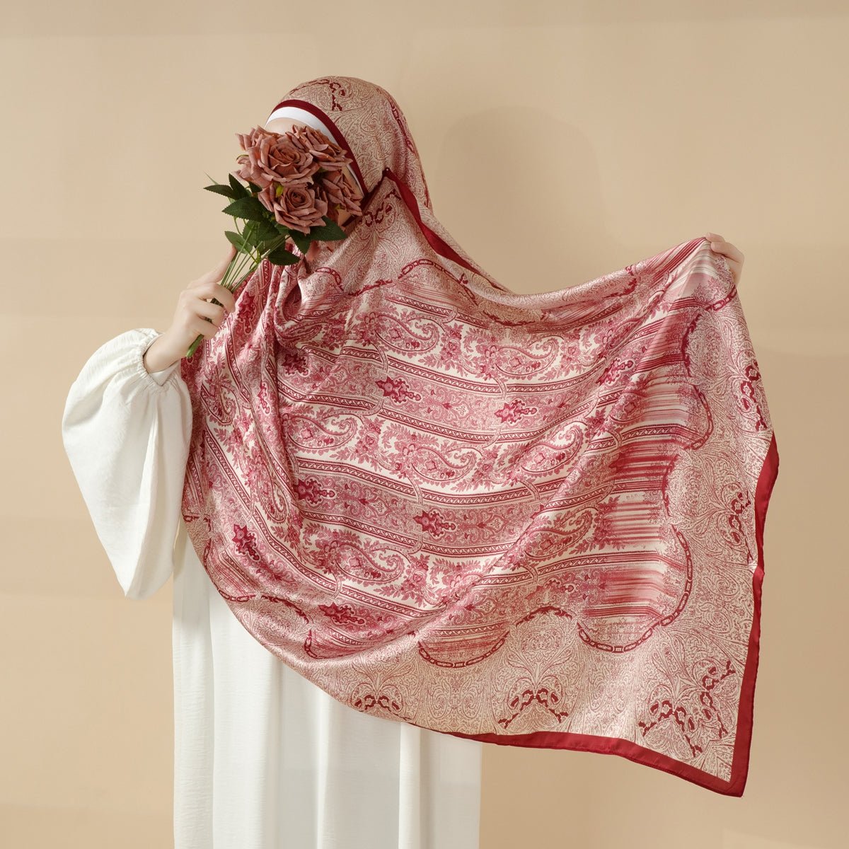 Bohemian Paisley Print Soft Scarf – Lightweight Long Shawl & Modest Hijab (MH106) - Mariam's Collection