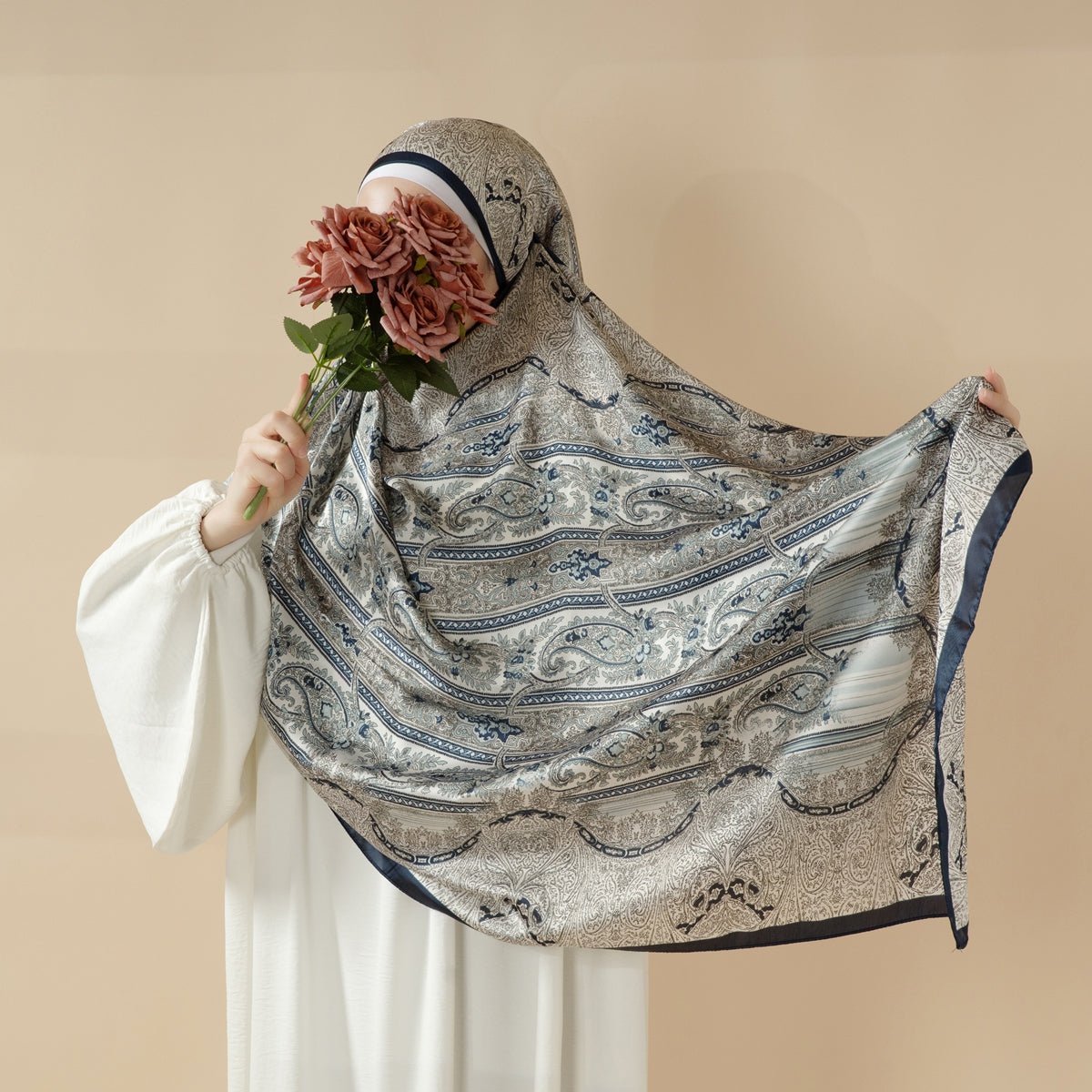 Bohemian Paisley Print Soft Scarf – Lightweight Long Shawl & Modest Hijab (MH106) - Mariam's Collection
