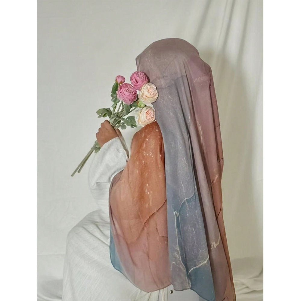 Bohemian Watercolor Marble Hijab | Muslim Women's Artistic VELA Modal Headscarf in Ombre(MH124) - Mariam's Collection