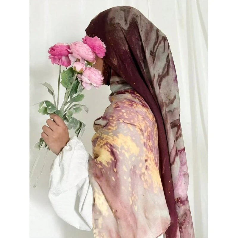 Bohemian Watercolor Marble Hijab | Muslim Women's Artistic VELA Modal Headscarf in Ombre(MH124) - Mariam's Collection