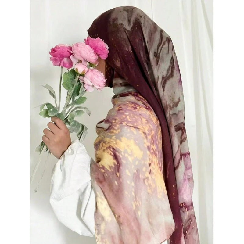 Bohemian Watercolor Marble Hijab | Muslim Women's Artistic VELA Modal Headscarf in Ombre(MH124) - Mariam's Collection