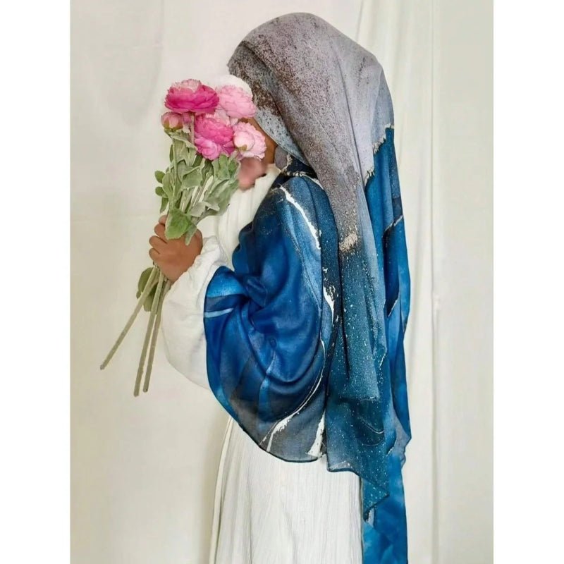 Bohemian Watercolor Marble Hijab | Muslim Women's Artistic VELA Modal Headscarf in Ombre(MH124) - Mariam's Collection