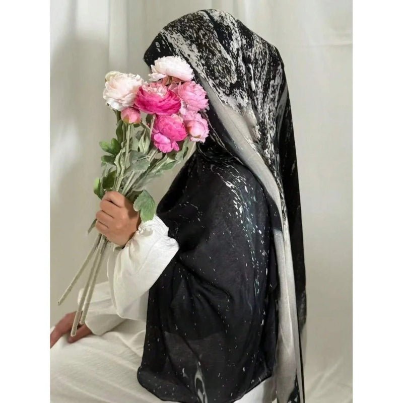 Bohemian Watercolor Marble Hijab | Muslim Women's Artistic VELA Modal Headscarf in Ombre(MH124) - Mariam's Collection