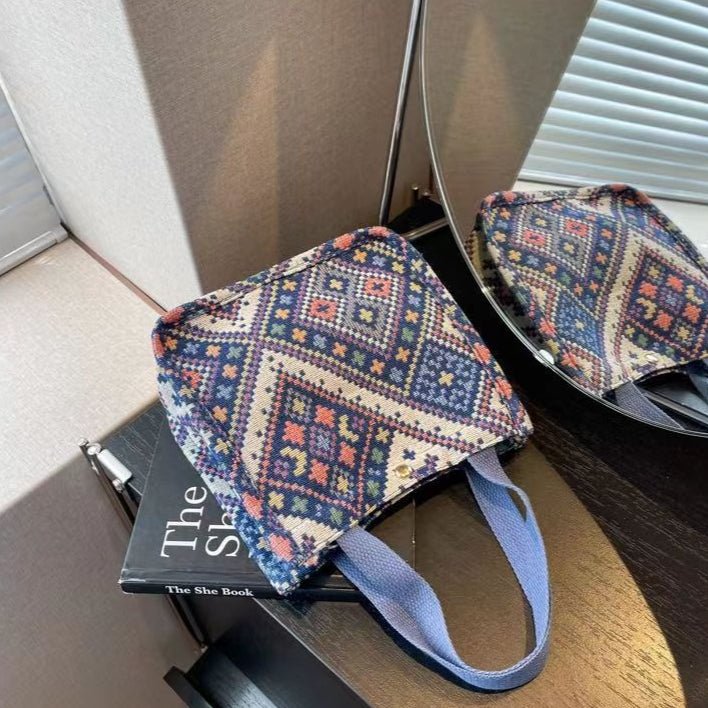 Boho Chic Canvas Tote - Spacious Convertible Bag for Campus & Commute (MAC261) - Mariam's Collection