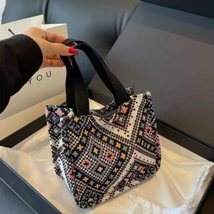 Boho Chic Canvas Tote - Spacious Convertible Bag for Campus & Commute (MAC261) - Mariam's Collection