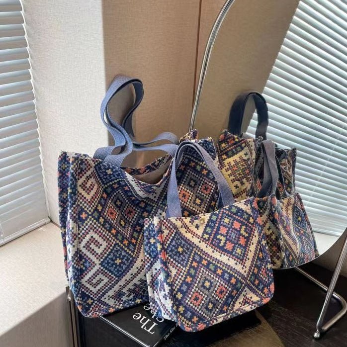 Boho Chic Canvas Tote - Spacious Convertible Bag for Campus & Commute (MAC261) - Mariam's Collection