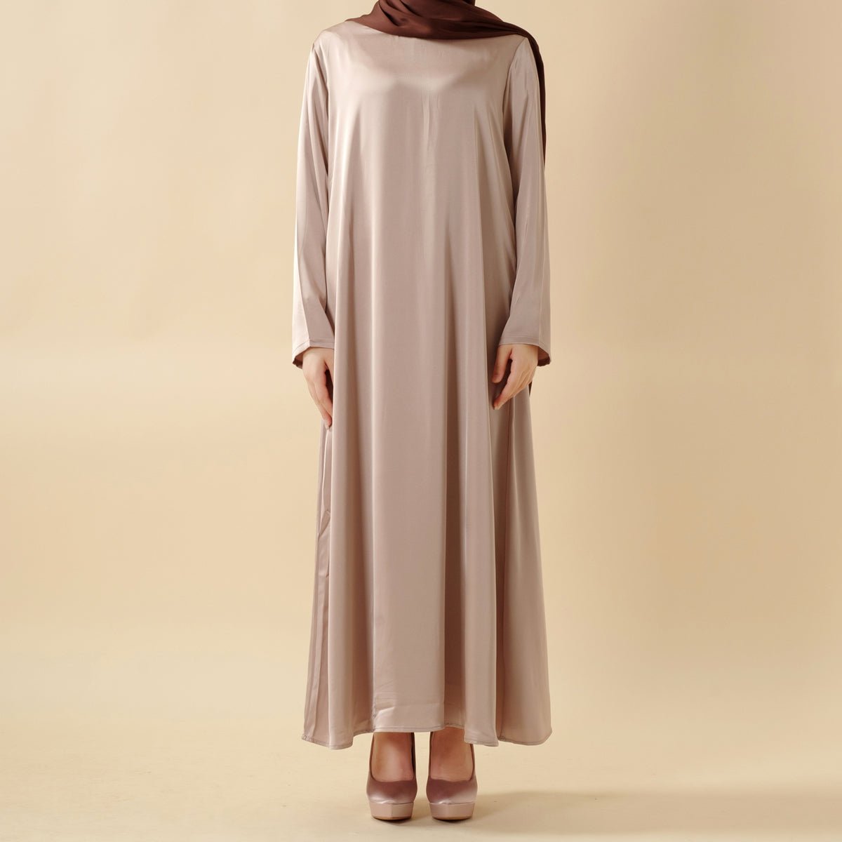 Bow Tie Sleeve Abaya Set With Long - sleeve Inner Dress (MOA026) - Mariam's Collection