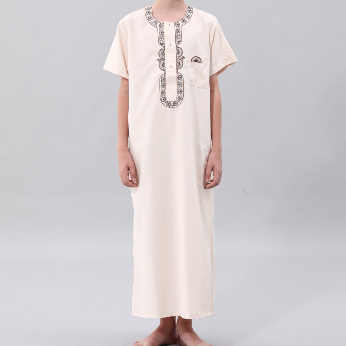 Boys Embroidered Thobe with Pocket – Kids Eid Thobe UK