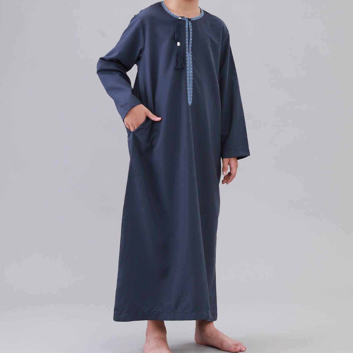 Boys Embroidered Thobe with Tassel Detail(MKB016) - Mariam's Collection