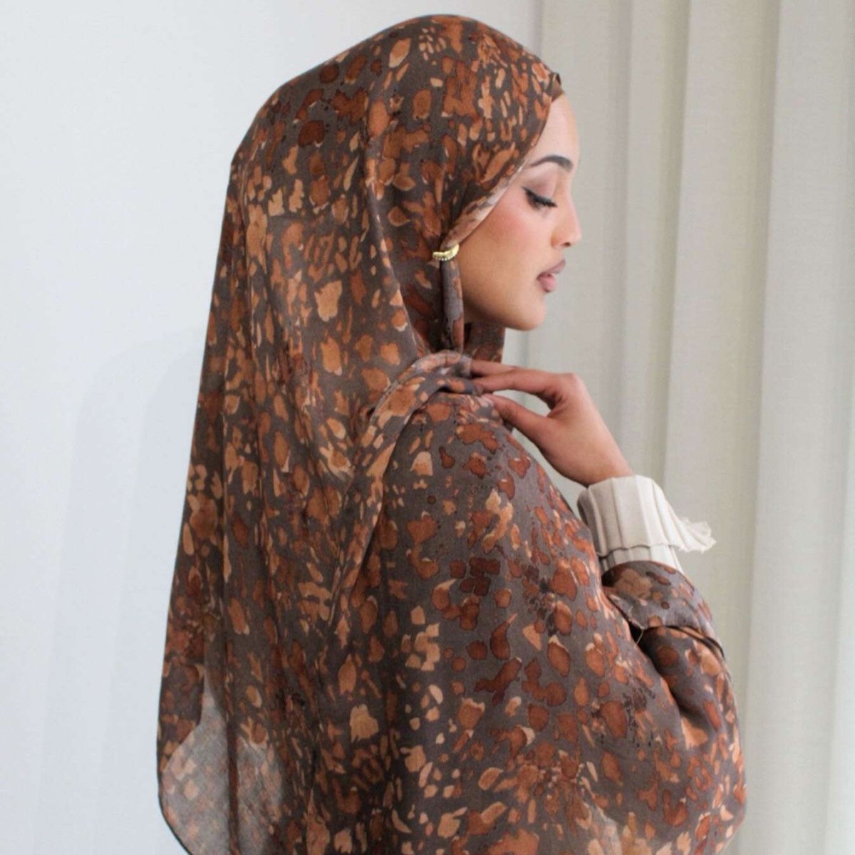 Breathable Versatile Stylish Headscarf Floral - Print Hijab (MH177) - Mariam's Collection