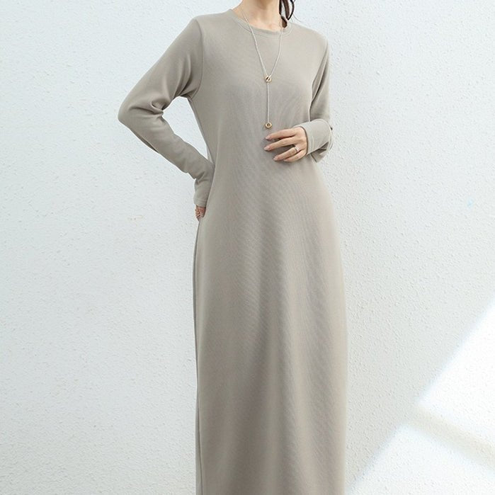 Brushed Fleece Maxi Sweatshirt Dress | Oversized Pullover Loungewear Dress(MA339) - Mariam's Collection