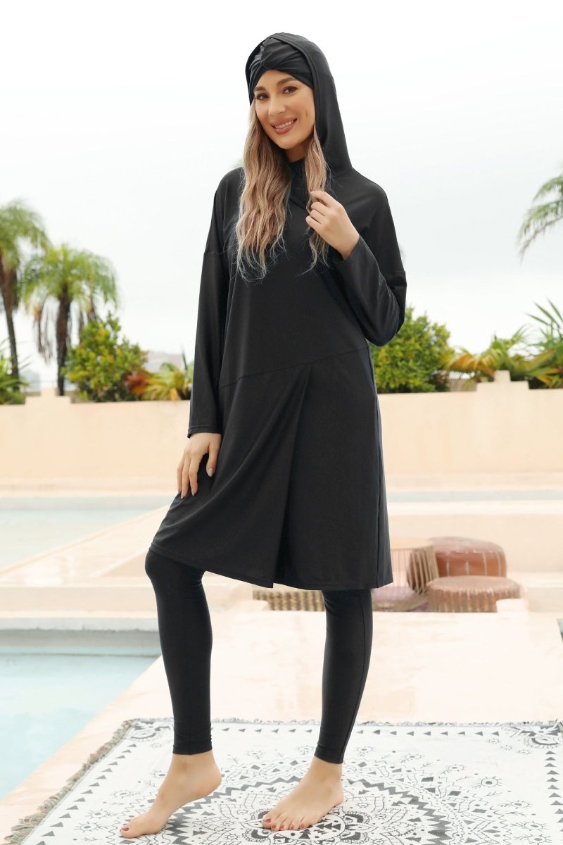 Burkini Muslim Swimsuits For Women Modest Islamic Swimwear Long Sleeve Full Cover 3PCS Set Beachwear With Cap. (MB020) - Mariam's Collection