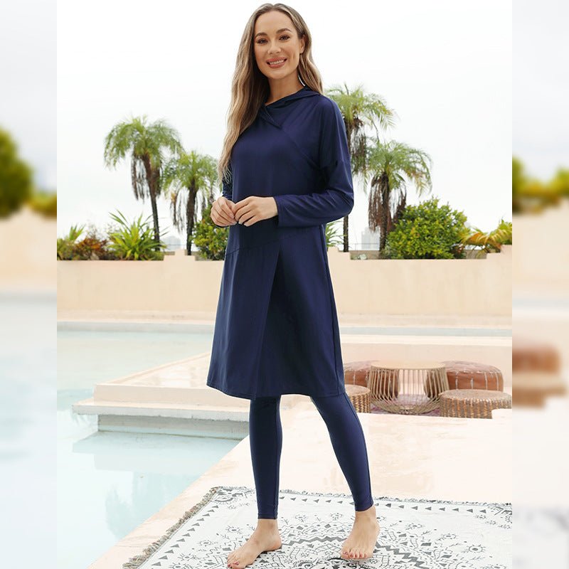 Burkini Muslim Swimsuits For Women Modest Islamic Swimwear Long Sleeve Full Cover 3PCS Set Beachwear With Cap. (MB020) - Mariam's Collection