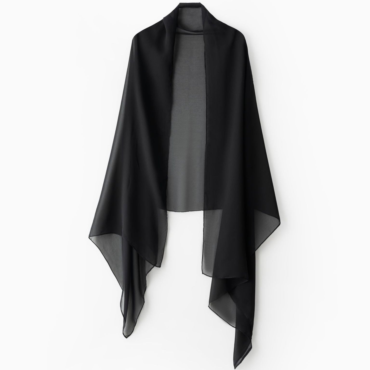 Black Sequin & Bead Embroidered Sleeve Open Abaya(MOA339)