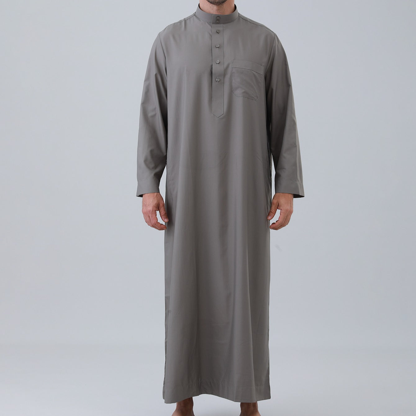 Men's Solid Color Thobe with Button Placket(MT036)