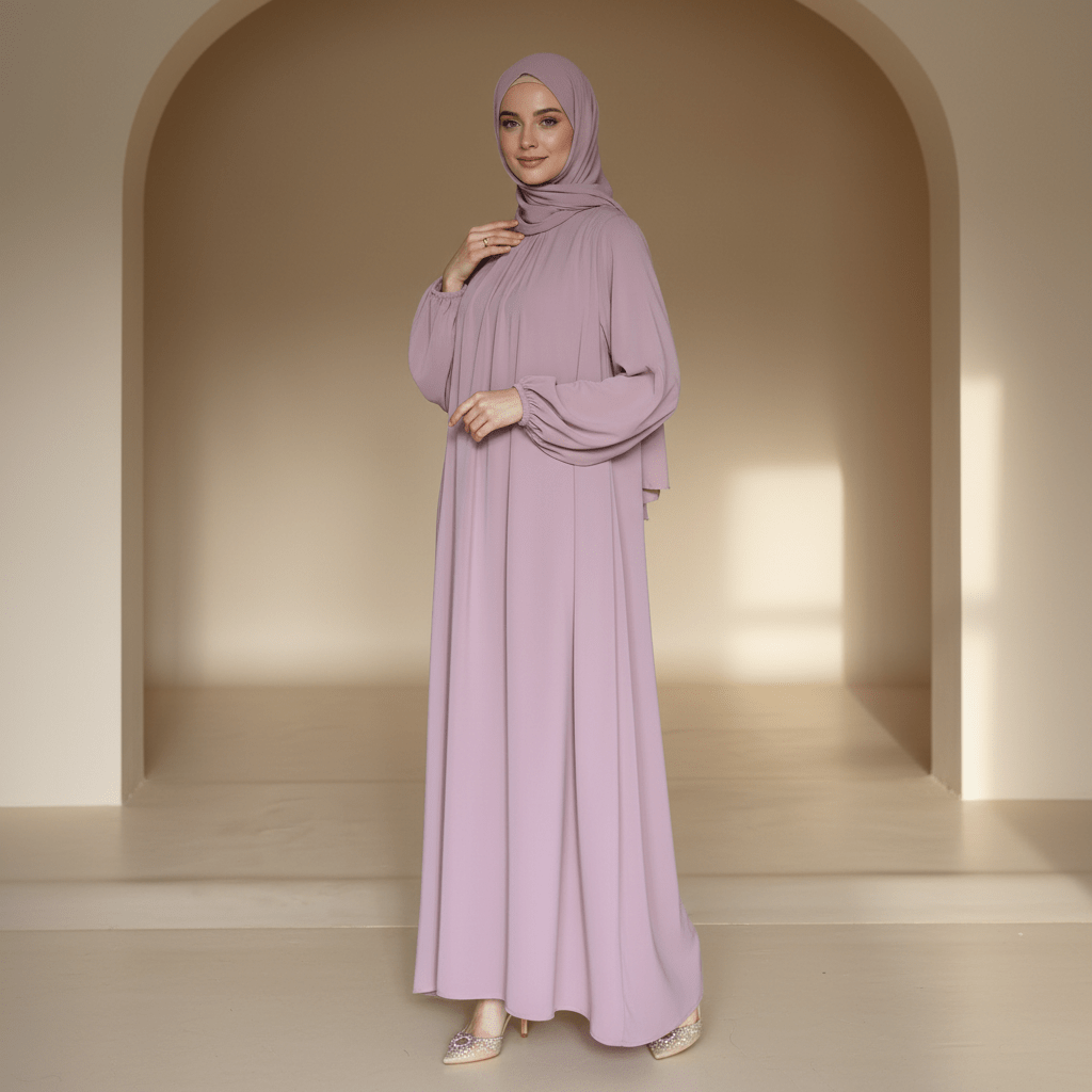 Candy Color Pleated Abaya | Must - have Essential Basic Dress (MA142) - Mariam's Collection