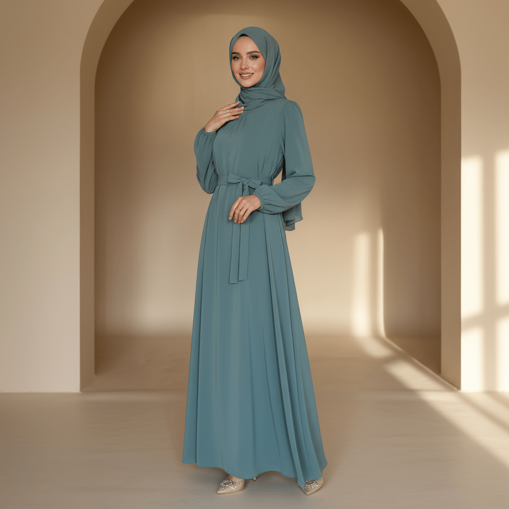 Candy Color Pleated Abaya | Must - have Essential Basic Dress (MA142) - Mariam's Collection