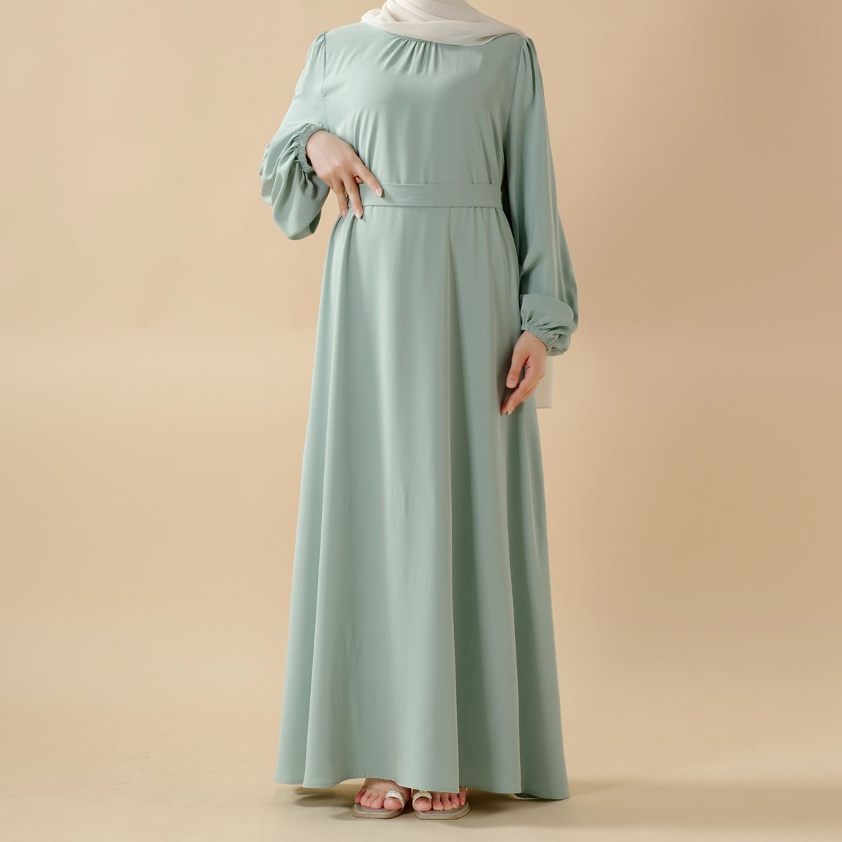 Candy Color Pleated Abaya | Must - have Essential Basic Dress (MA142) - Mariam's Collection
