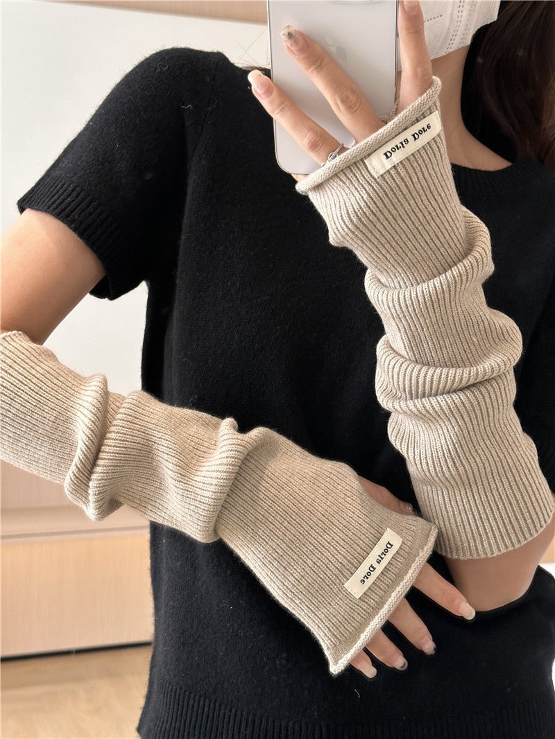 Cascading Knit Sleeve Covers Cozy Elegance for Layered Style (MAC312) - Mariam's Collection