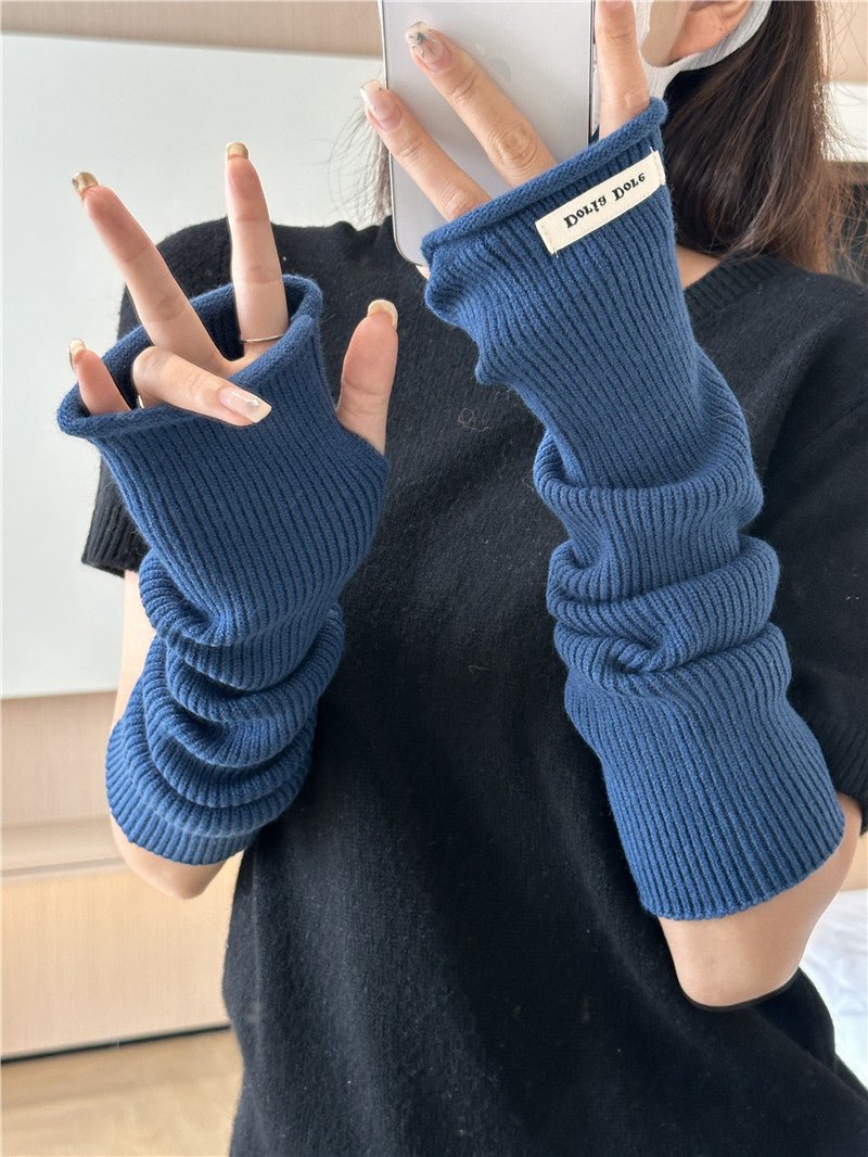 Cascading Knit Sleeve Covers Cozy Elegance for Layered Style (MAC312) - Mariam's Collection