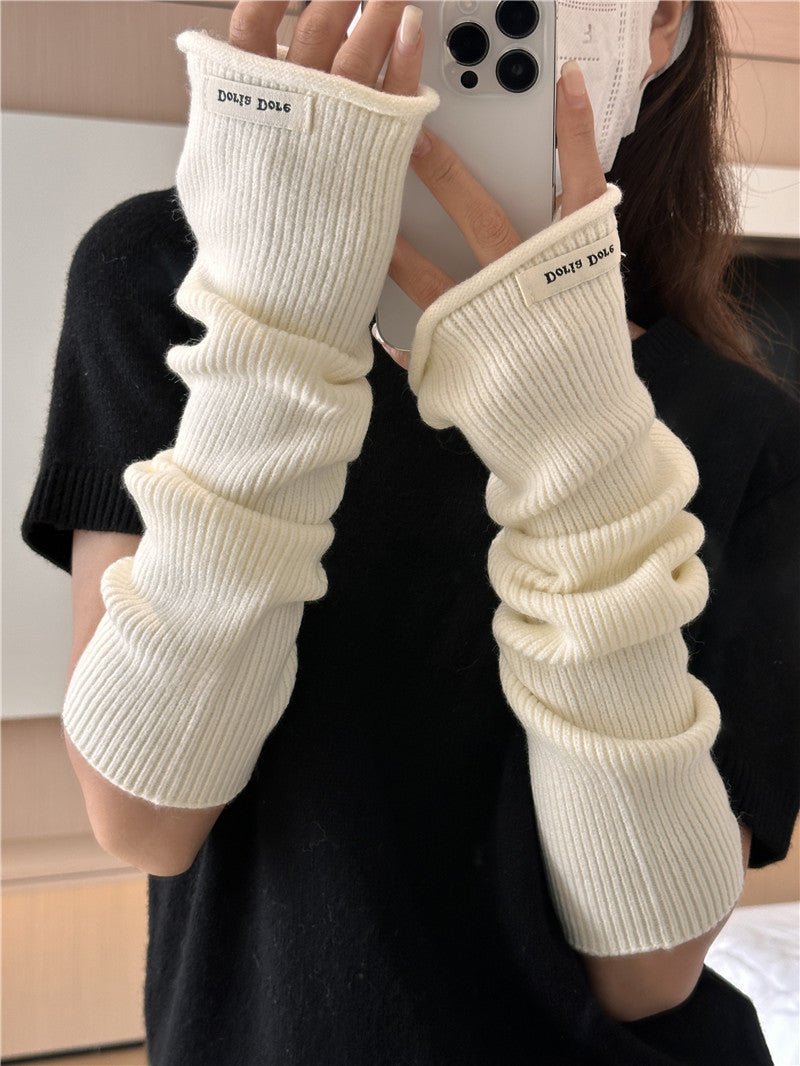 Cascading Knit Sleeve Covers Cozy Elegance for Layered Style (MAC312) - Mariam's Collection