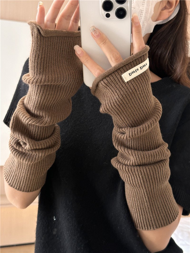 Cascading Knit Sleeve Covers Cozy Elegance for Layered Style (MAC312) - Mariam's Collection