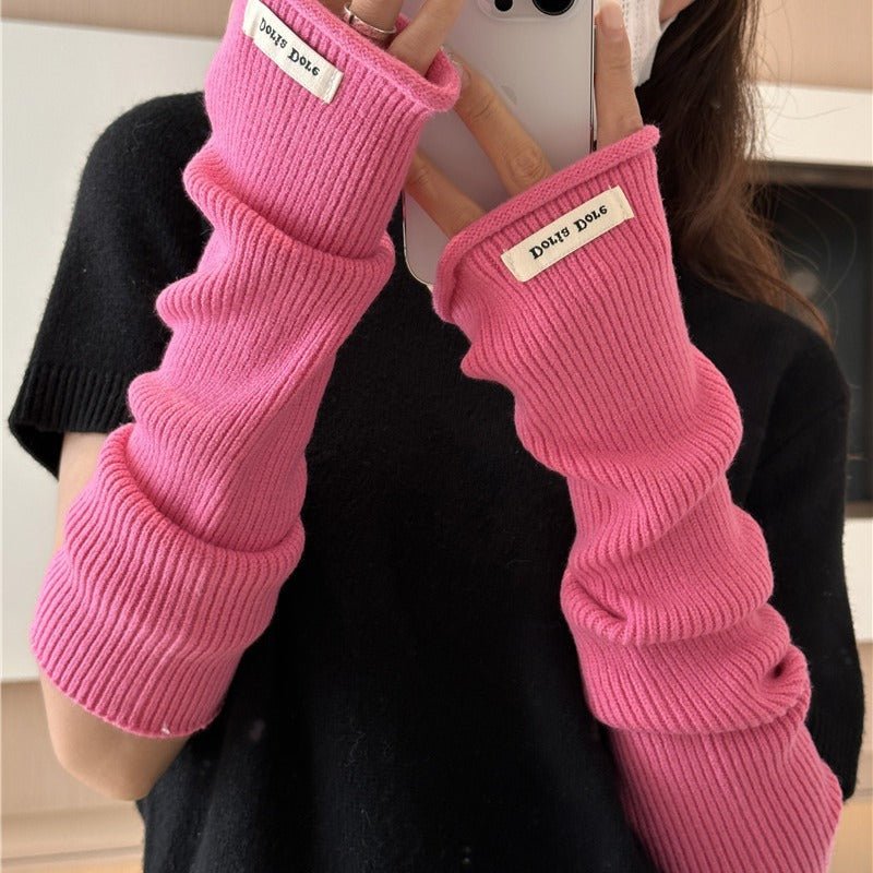 Cascading Knit Sleeve Covers Cozy Elegance for Layered Style (MAC312) - Mariam's Collection