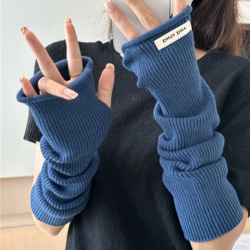 Cascading Knit Sleeve Covers Cozy Elegance for Layered Style (MAC312) - Mariam's Collection
