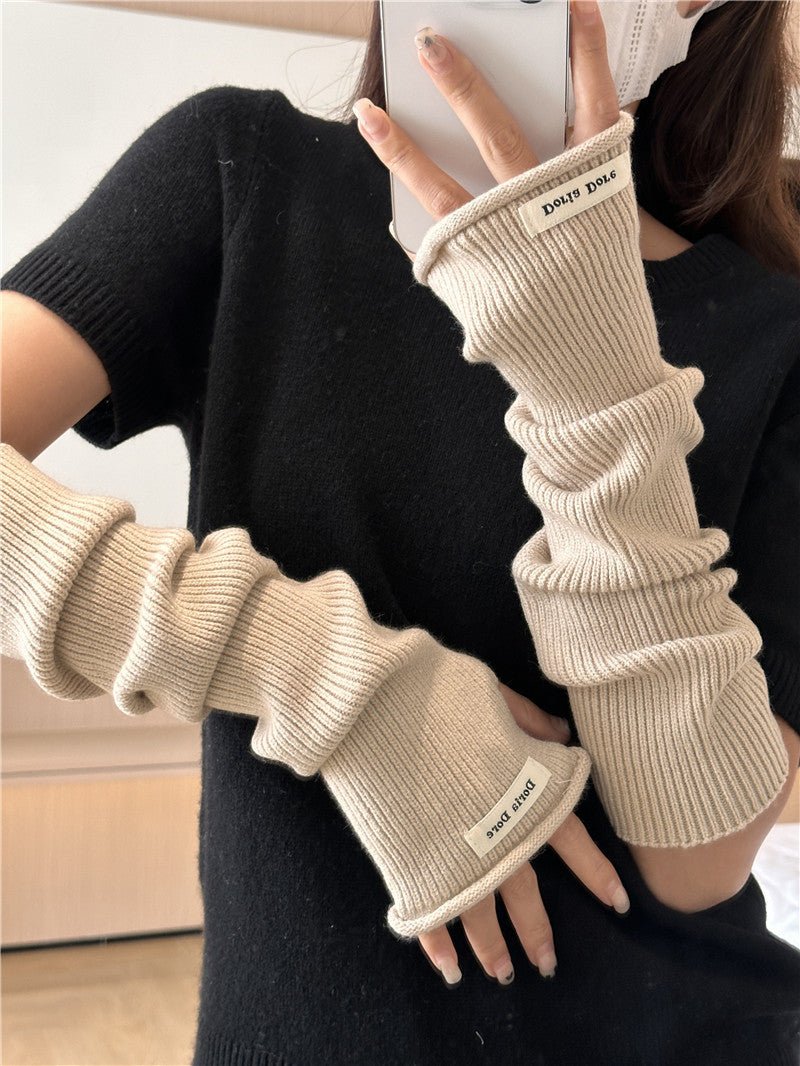 Cascading Knit Sleeve Covers Cozy Elegance for Layered Style (MAC312) - Mariam's Collection
