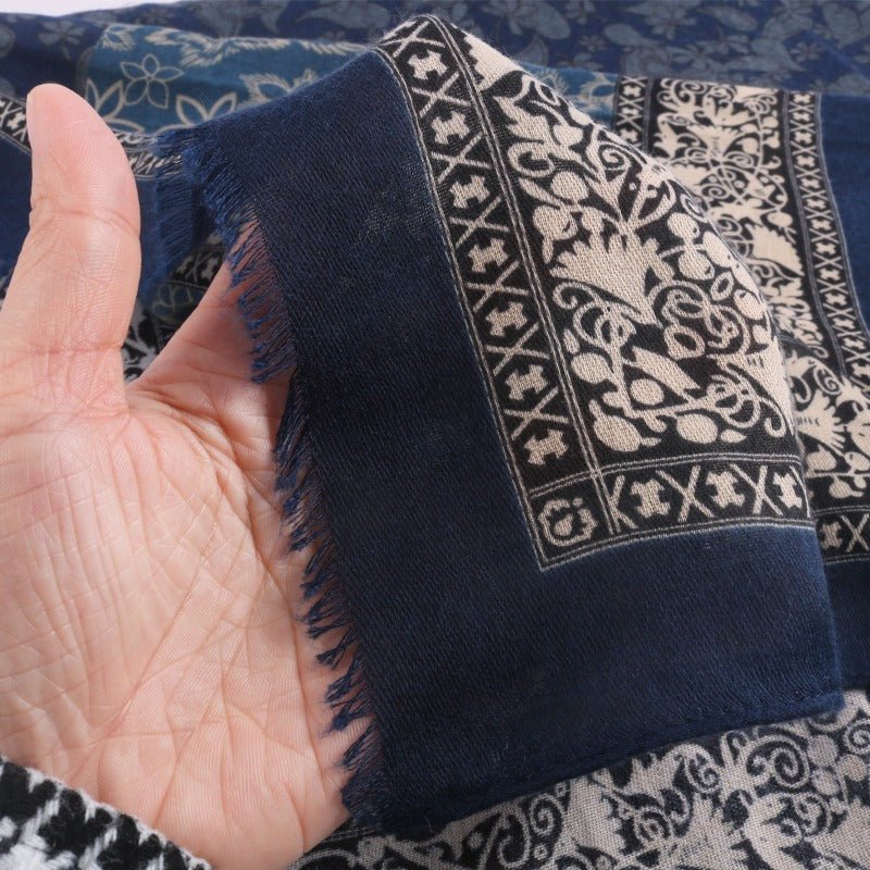 Cashmere - Feel Paisley Print Hijab Scarf | 180x85cm Fringe Edge Shawl with Traditional Motifs(MH150) - Mariam's Collection