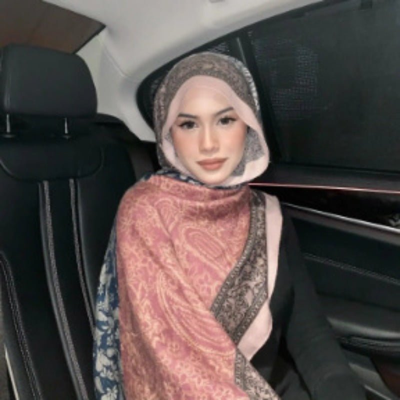 Cashmere - Feel Paisley Print Hijab Scarf | 180x85cm Fringe Edge Shawl with Traditional Motifs(MH150) - Mariam's Collection