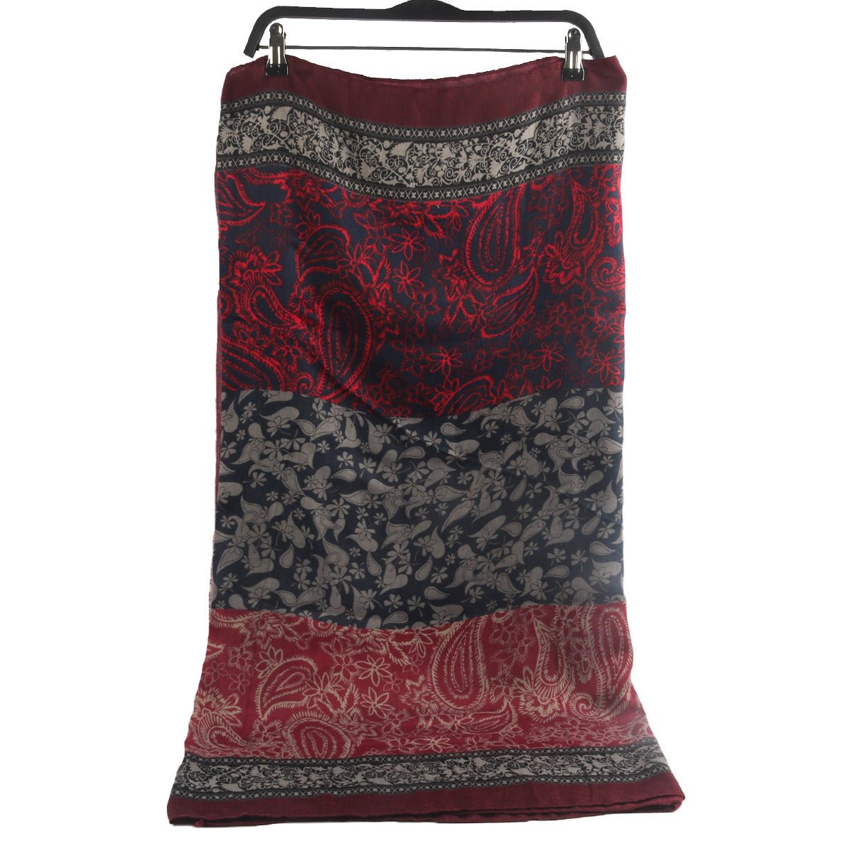 Cashmere - Feel Paisley Print Hijab Scarf | 180x85cm Fringe Edge Shawl with Traditional Motifs(MH150) - Mariam's Collection