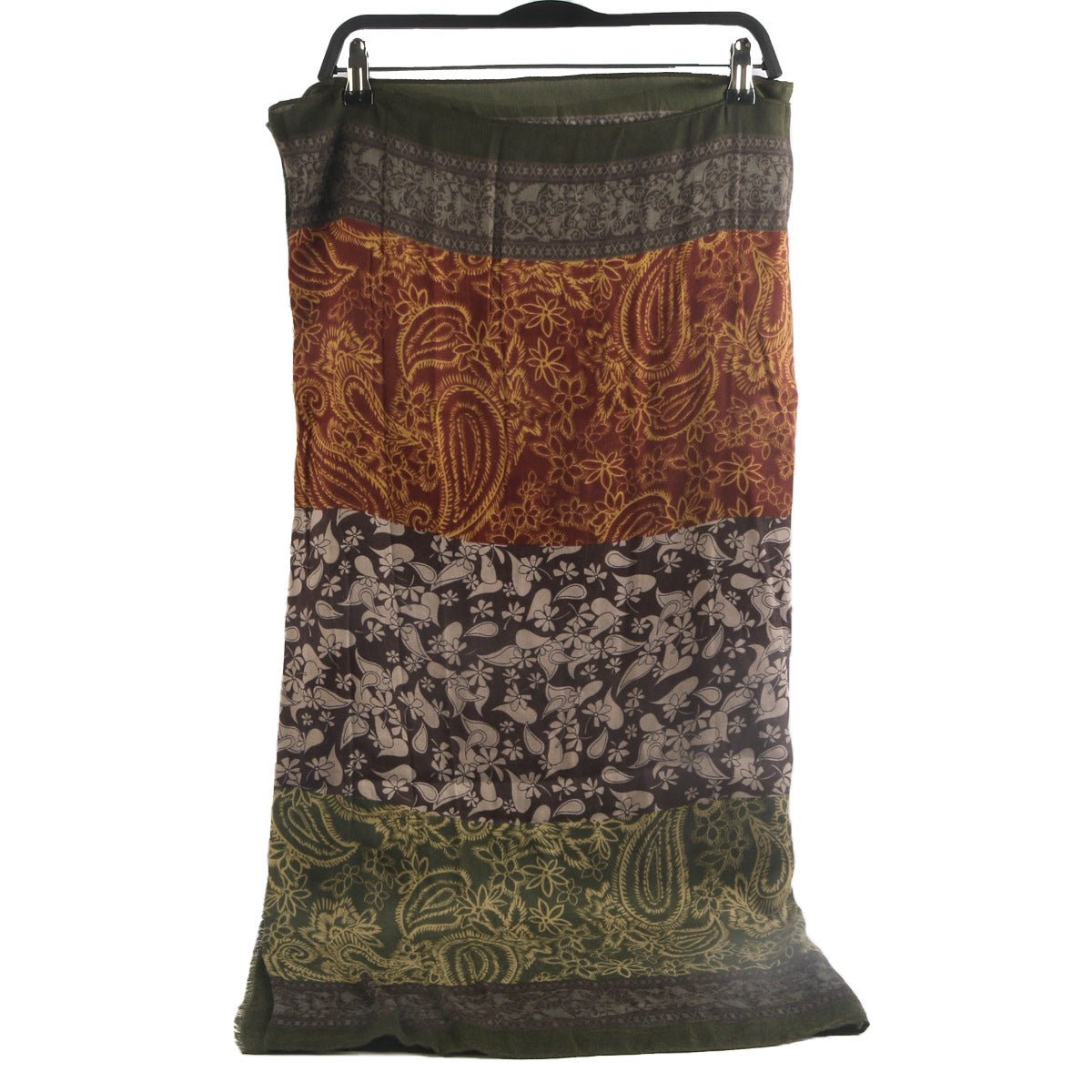 Cashmere - Feel Paisley Print Hijab Scarf | 180x85cm Fringe Edge Shawl with Traditional Motifs(MH150) - Mariam's Collection