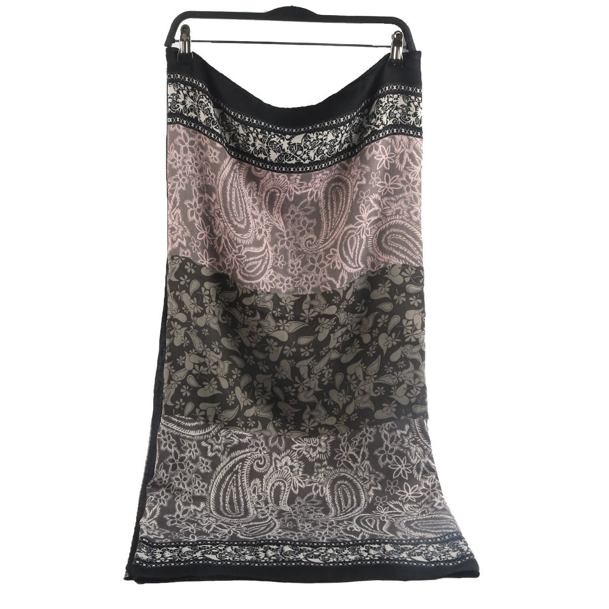 Cashmere - Feel Paisley Print Hijab Scarf | 180x85cm Fringe Edge Shawl with Traditional Motifs(MH150) - Mariam's Collection