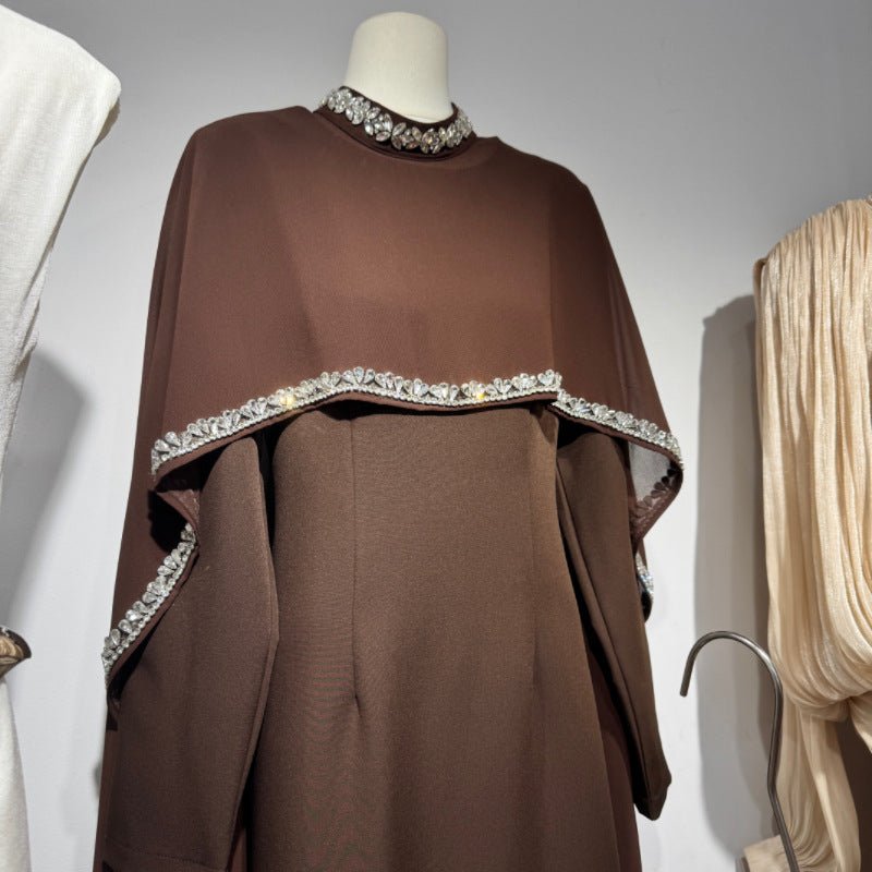 Celestial Rhinestone Cape Abaya | Luxury 2 - Piece Set(MA344) - Mariam's Collection