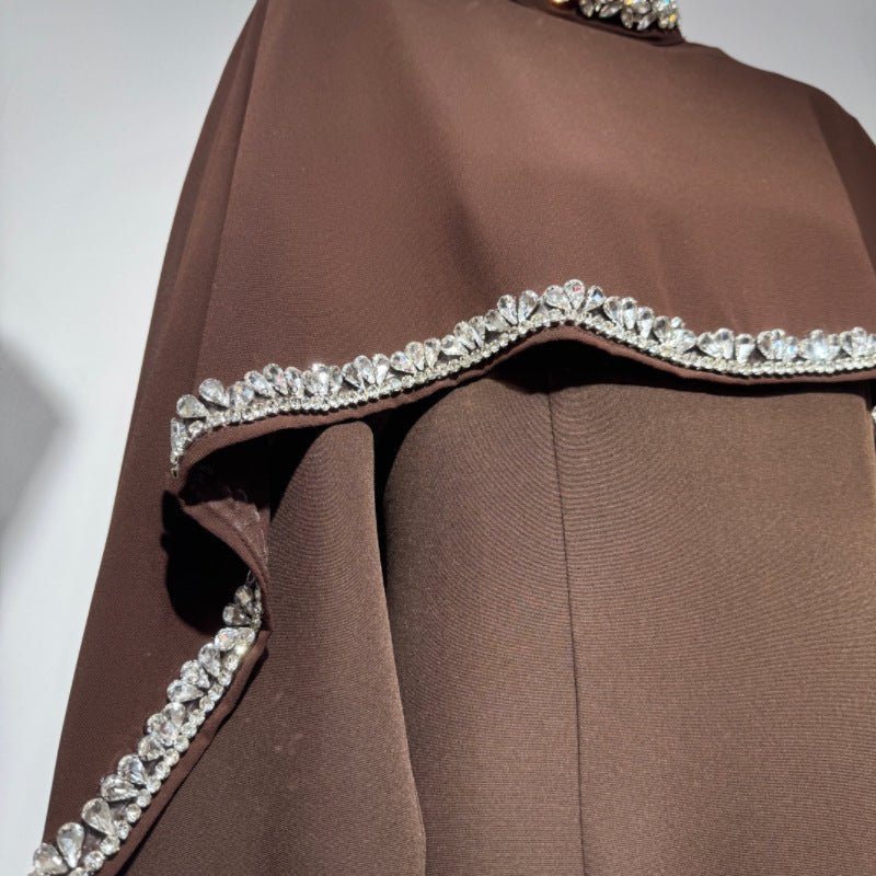 Celestial Rhinestone Cape Abaya | Luxury 2 - Piece Set(MA344) - Mariam's Collection