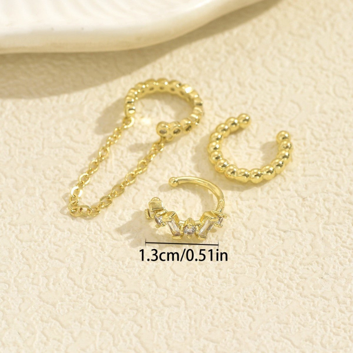 Chain Tassel Crystal Ear Cuff Set (MAC413) - Mariam's Collection