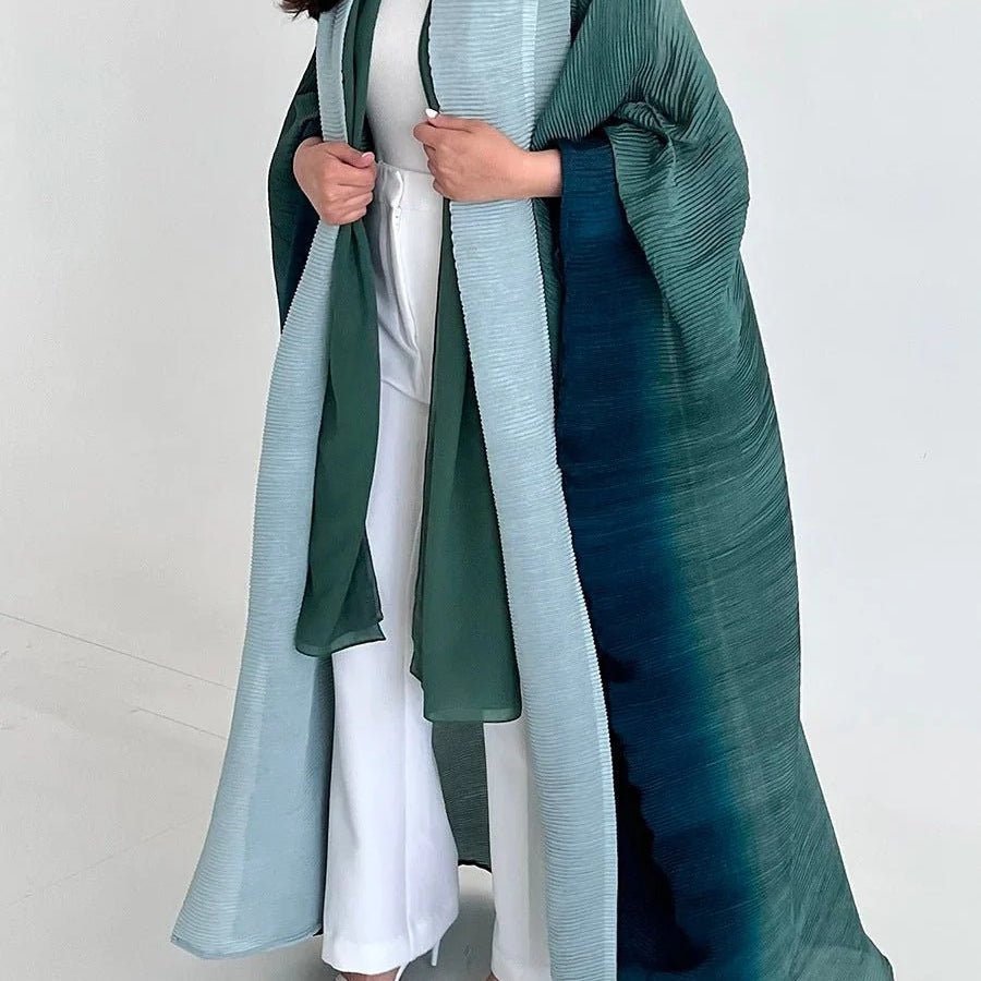 Chic Pleated Ombre Batwing Open Abaya (MOA120) - Mariam's Collection