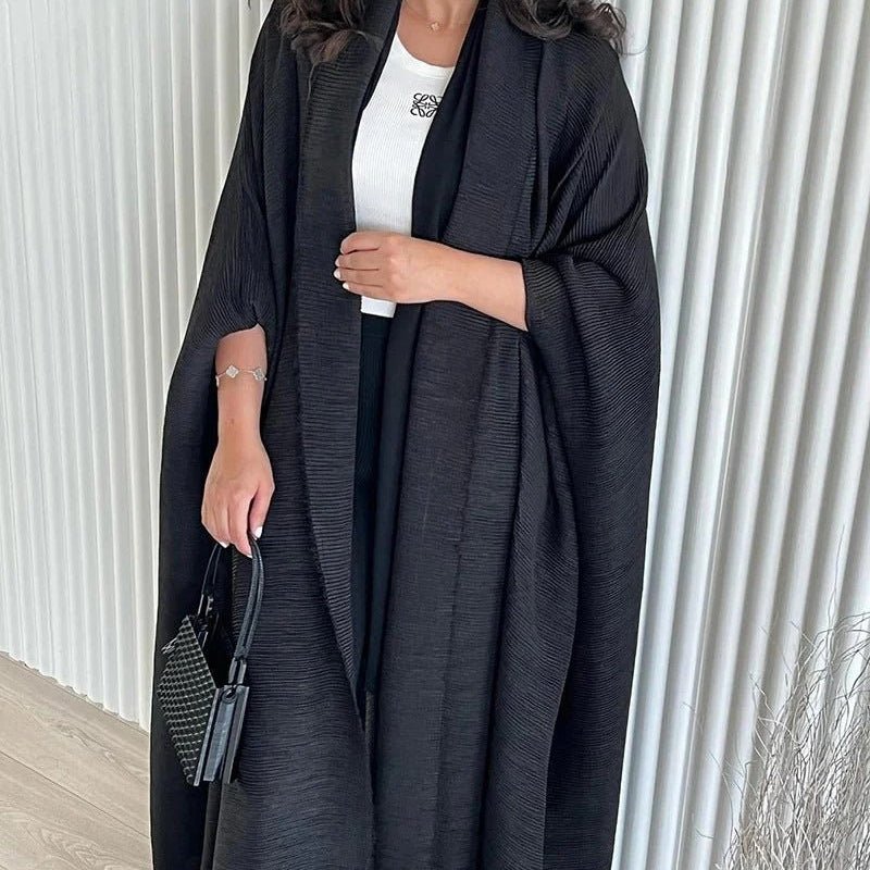 Chic Pleated Ombre Batwing Open Abaya (MOA120) - Mariam's Collection