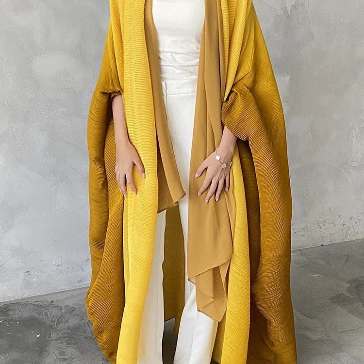 Chic Pleated Ombre Batwing Open Abaya (MOA120) - Mariam's Collection