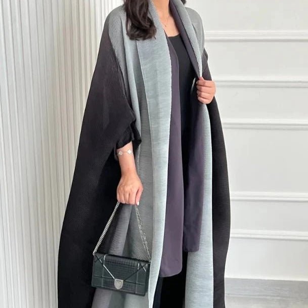 Chic Pleated Ombre Batwing Open Abaya (MOA120) - Mariam's Collection