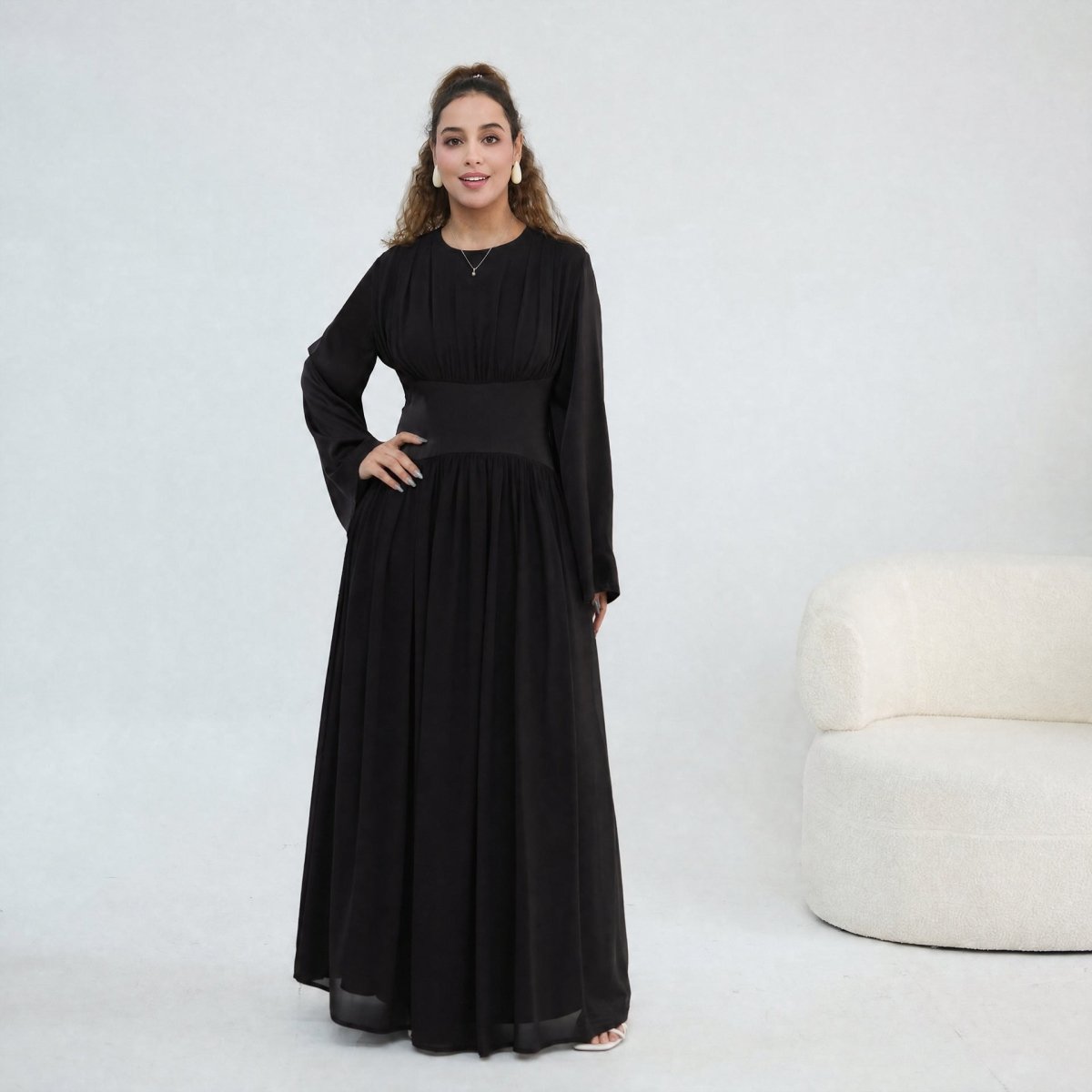 Chiffon Flared Sleeve Maxi Dress(MS498) - Mariam's Collection
