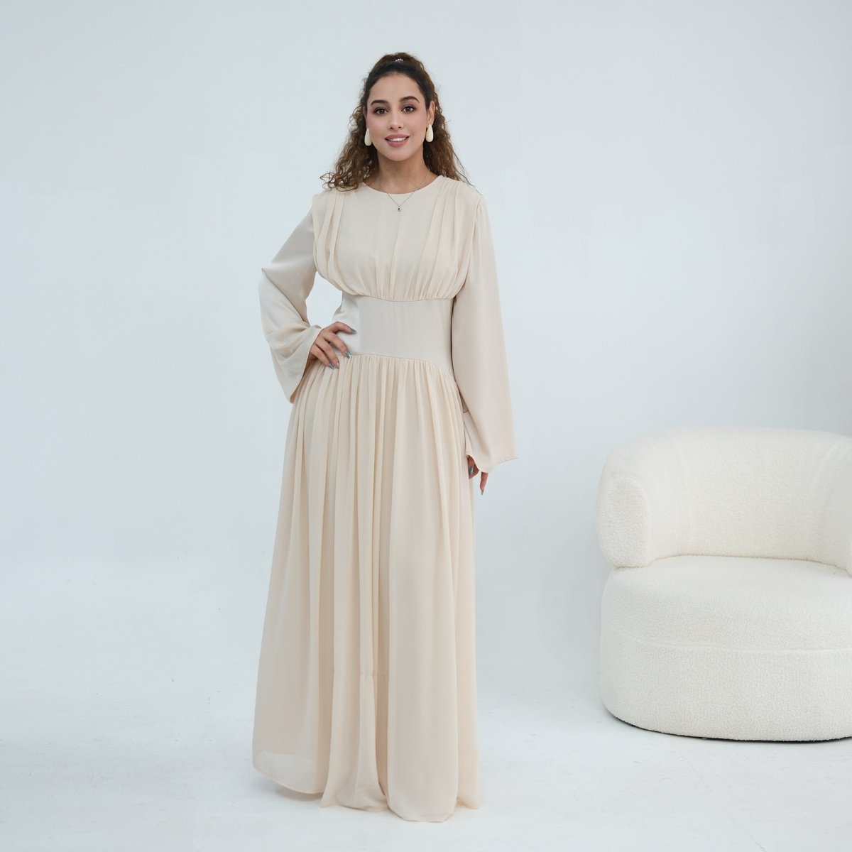 Chiffon Flared Sleeve Maxi Dress(MS498) - Mariam's Collection