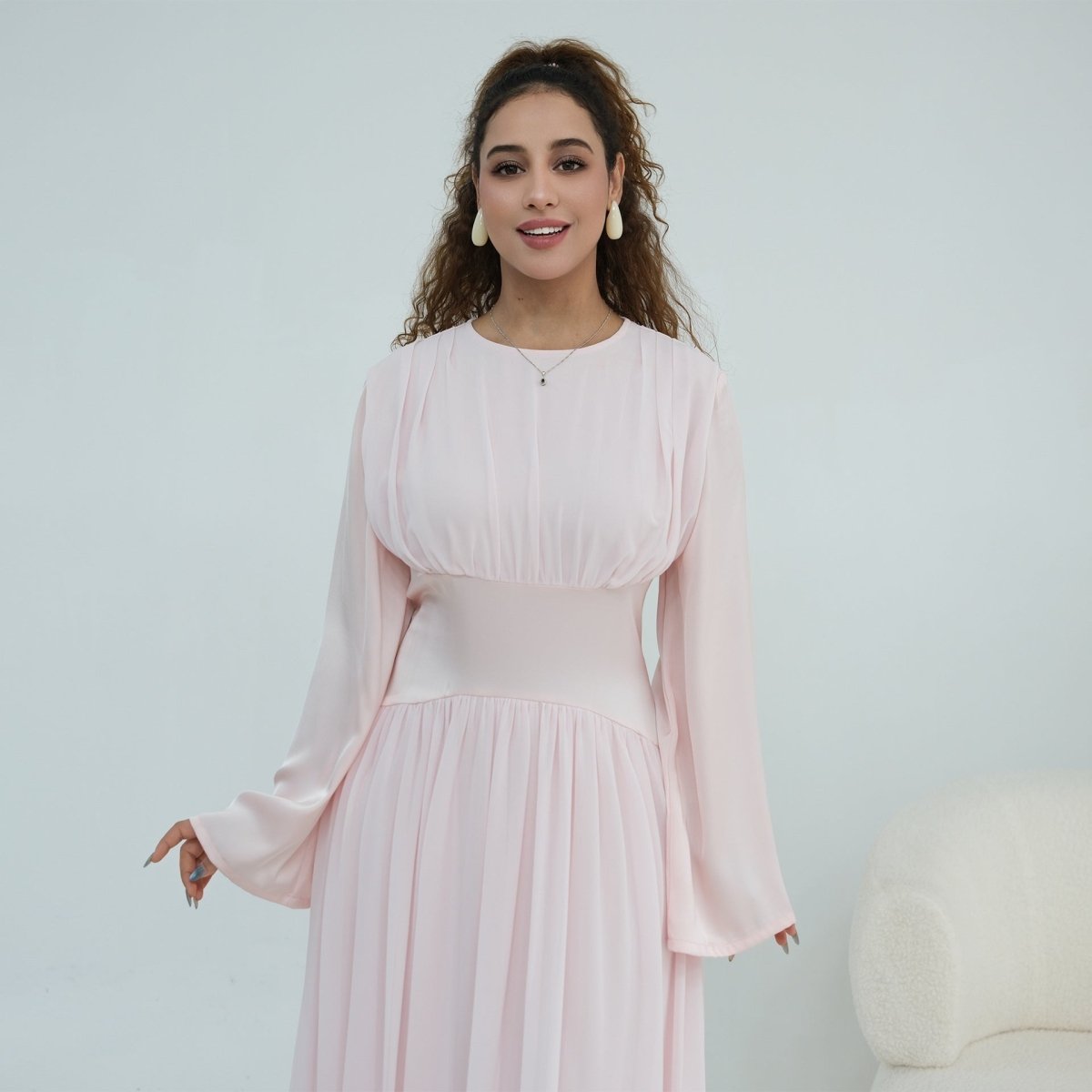 Chiffon Flared Sleeve Maxi Dress(MS498) - Mariam's Collection