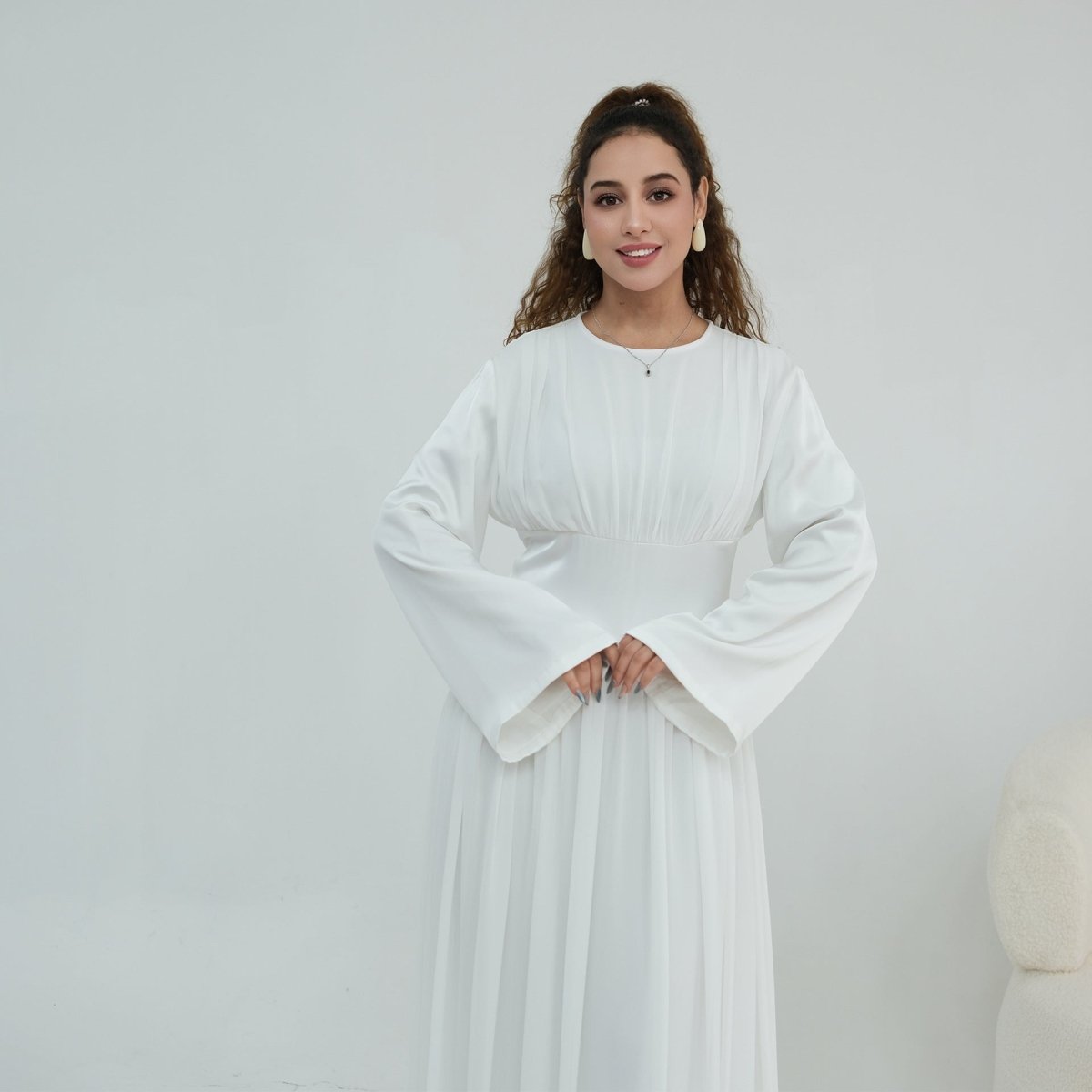 Chiffon Flared Sleeve Maxi Dress(MS498) - Mariam's Collection