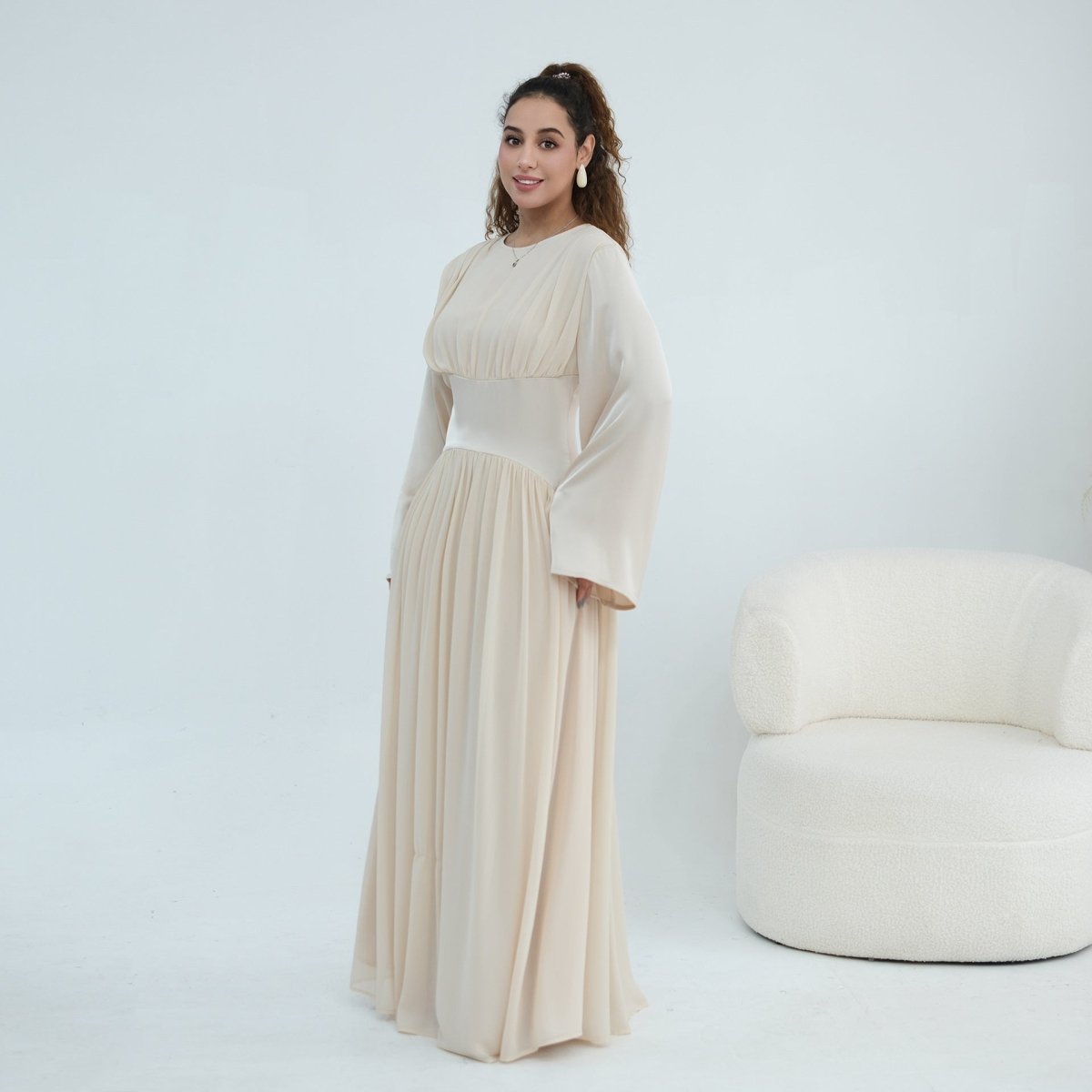 Chiffon Flared Sleeve Maxi Dress(MS498) - Mariam's Collection